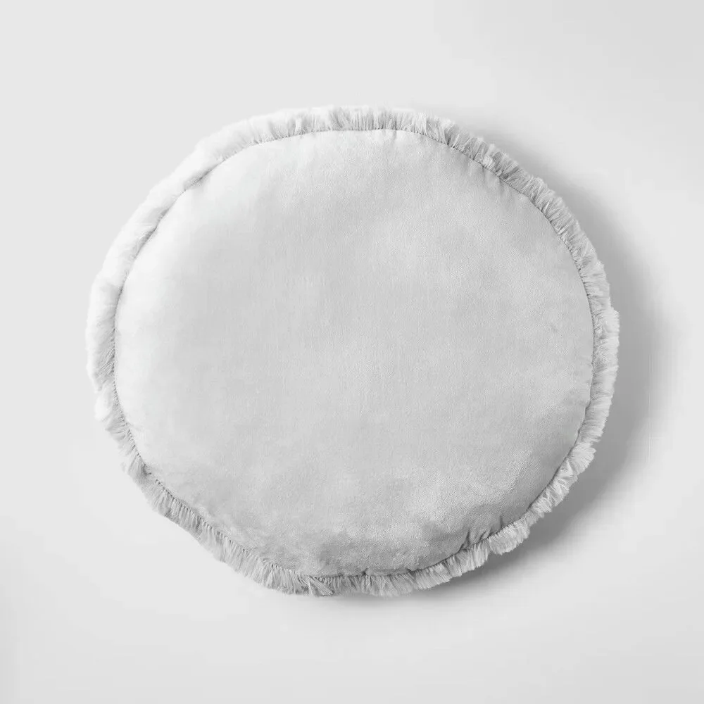 Pillowfort Kids Faux Fur Floor Pillow Gray Plush Bedroom Decor New